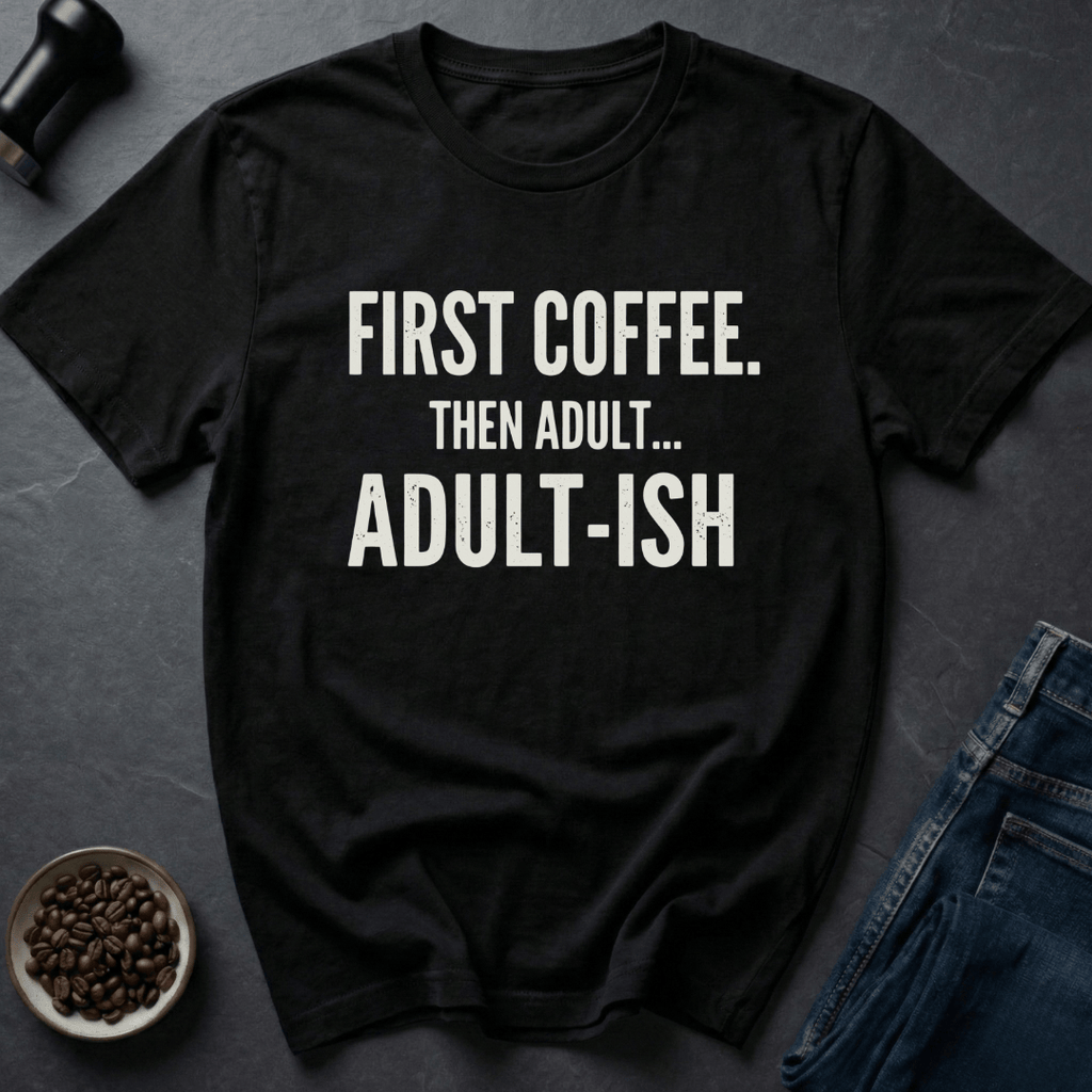 Coffee graphic Adult-ish Mode T-Shirt in by Caffeine Dept