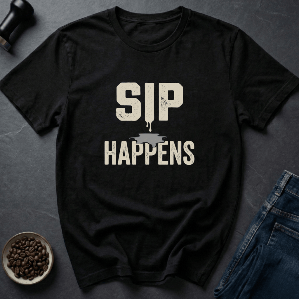 Coffee graphic Sip Happens T-Shirt in by Caffeine Dept