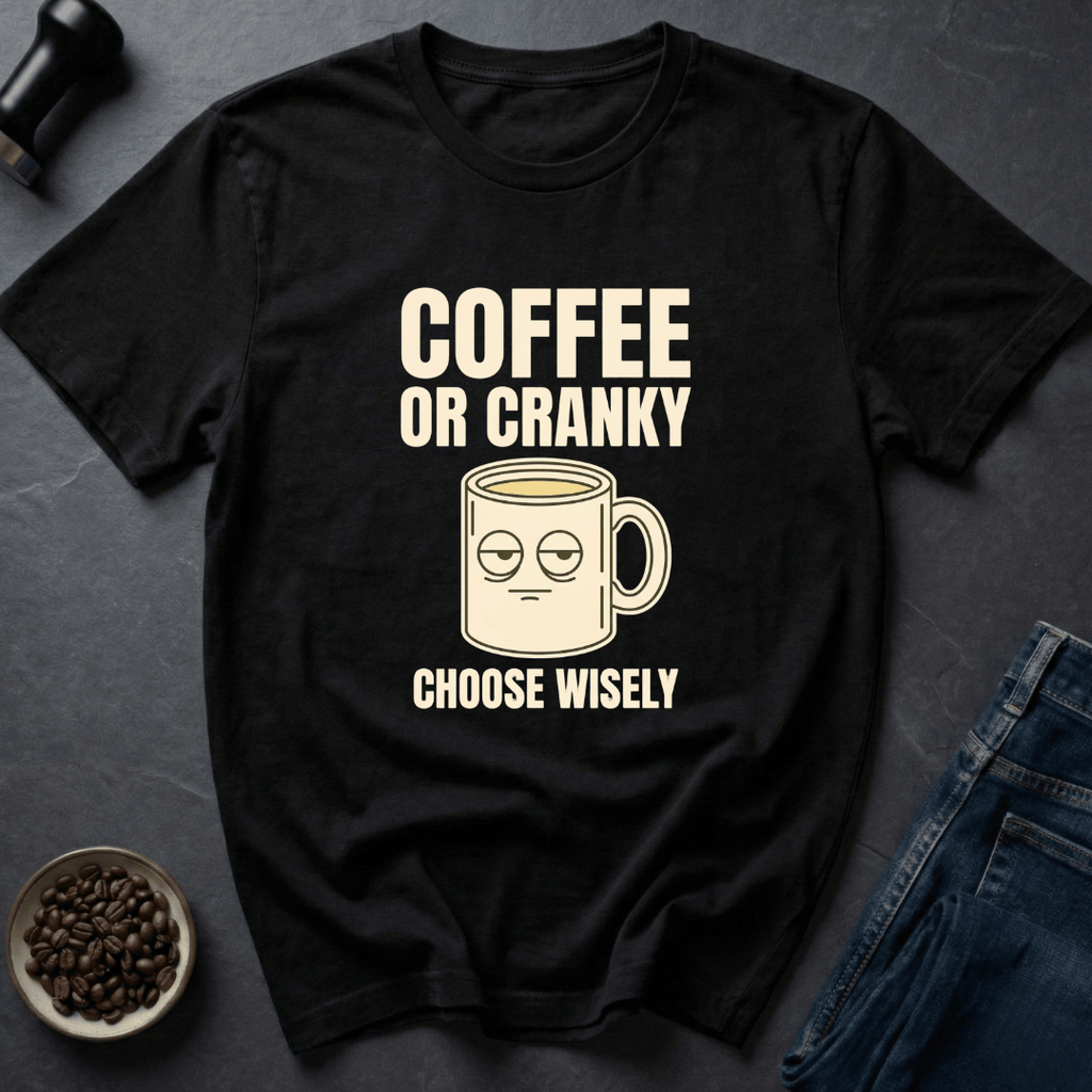 Coffee graphic Cranky Warning T-Shirt in by Caffeine Dept
