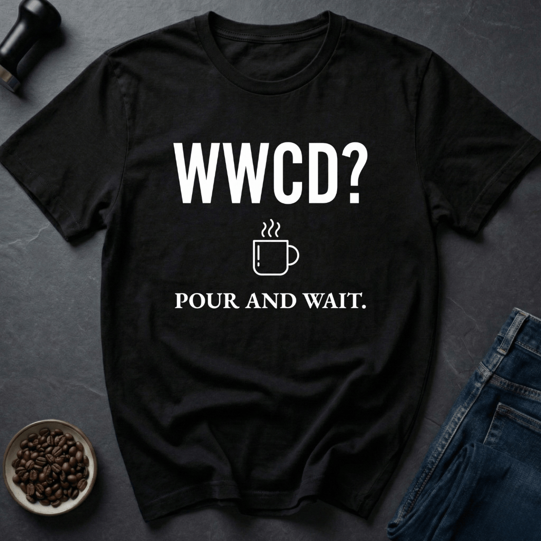Coffee graphic Pour Wait T-Shirt in by Caffeine Dept