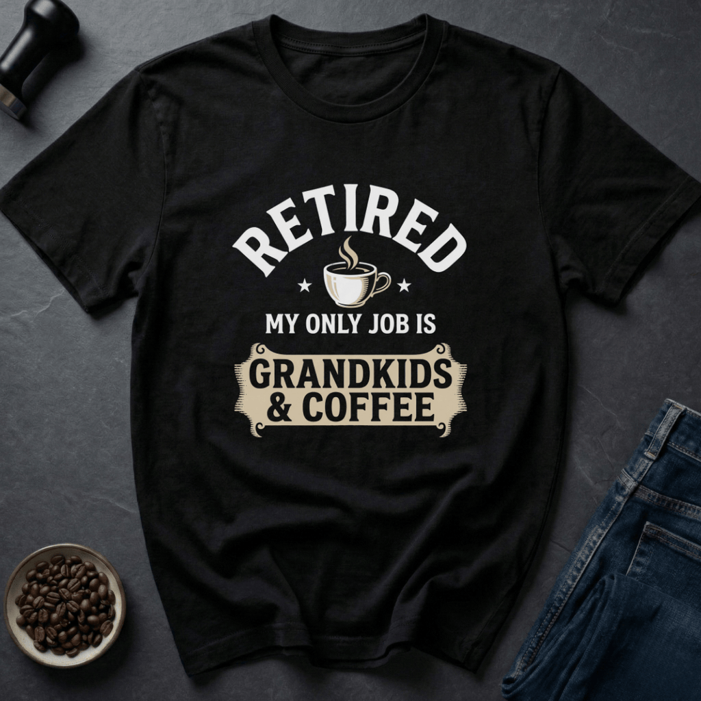 Coffee graphic Coffee Retirement T-Shirt in by Caffeine Dept