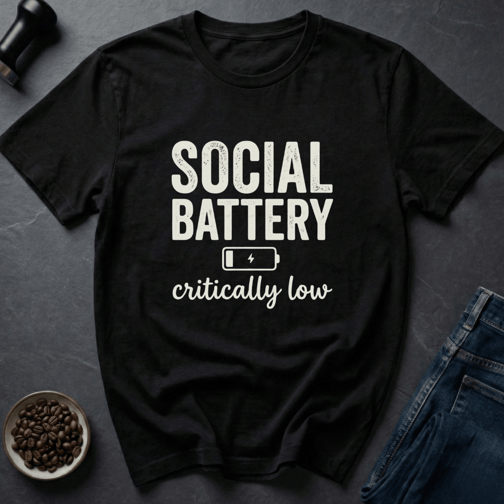 Coffee graphic Social Battery T-Shirt in by Caffeine Dept