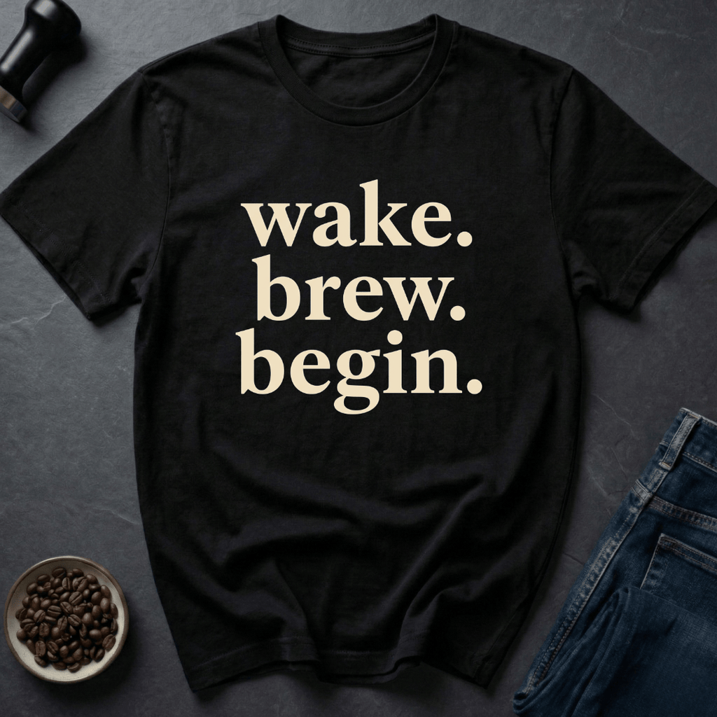 Coffee graphic Wake Brew T-Shirt in by Caffeine Dept