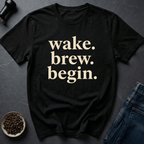 Coffee graphic Wake Brew T-Shirt in by Caffeine Dept