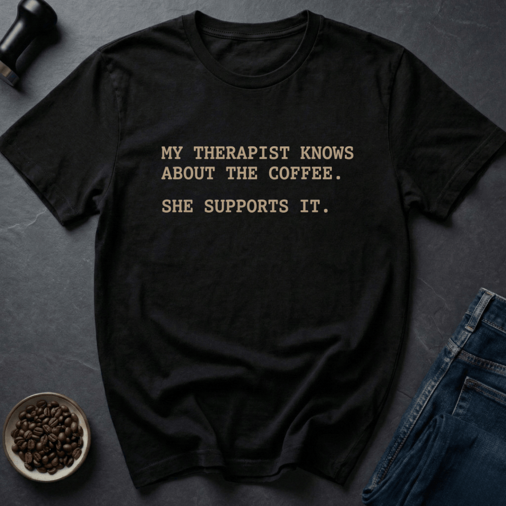 Coffee graphic Therapist Coffee T-Shirt in by Caffeine Dept