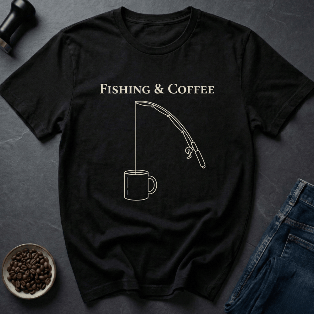 Coffee graphic Fish Coffee T-Shirt in by Caffeine Dept