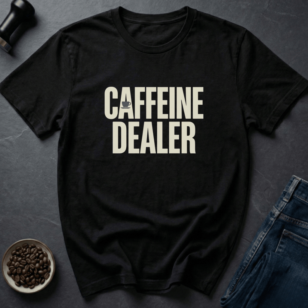 Coffee graphic Caffeine Dealer T-Shirt in by Caffeine Dept