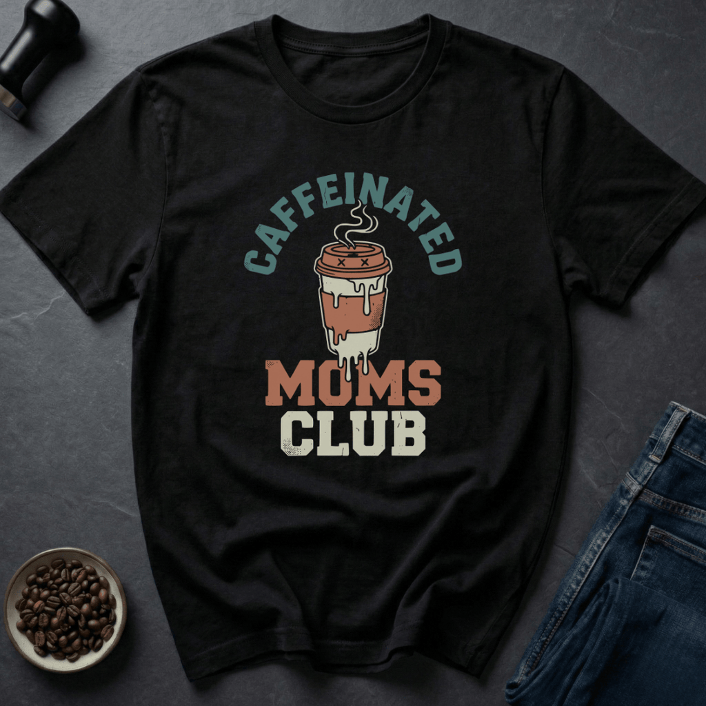 Coffee graphic Caffeinated Moms T-Shirt in by Caffeine Dept