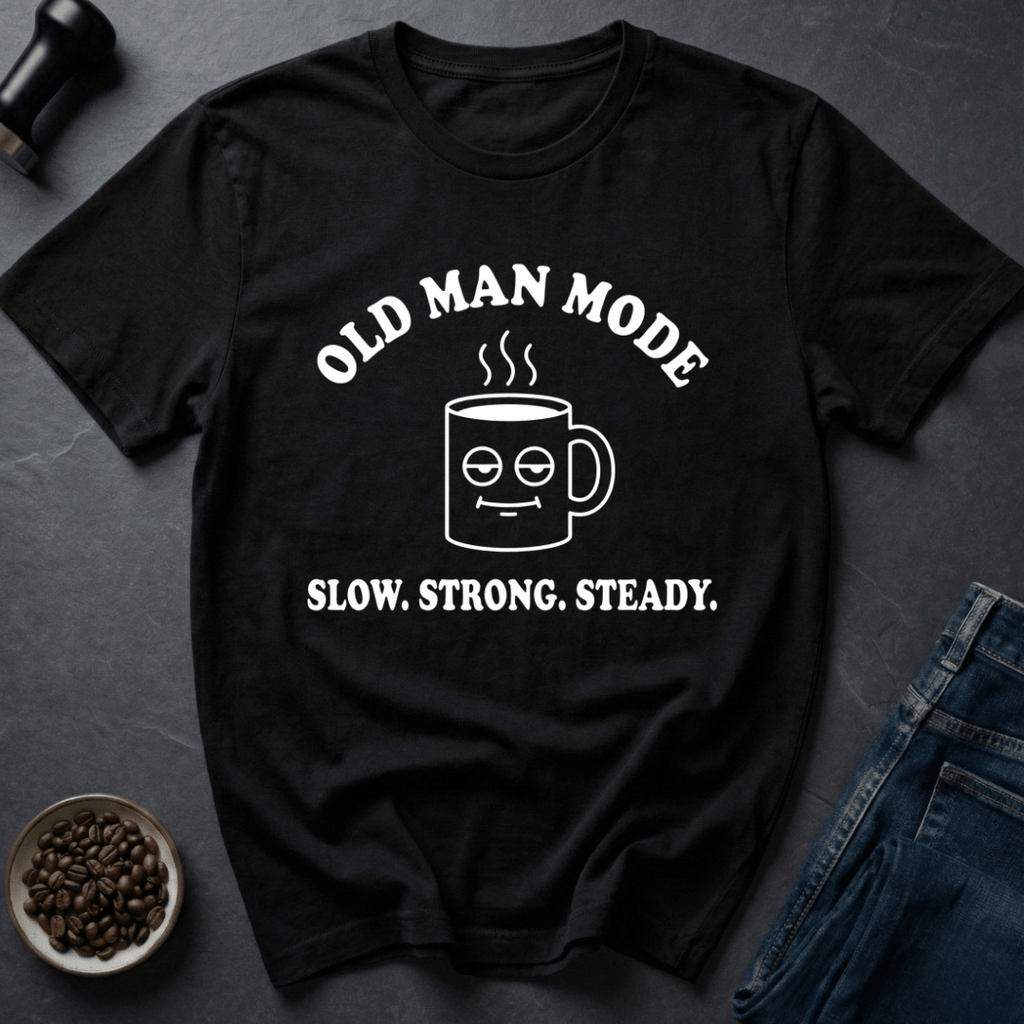 Coffee graphic Grandpa Grind T-Shirt in by Caffeine Dept
