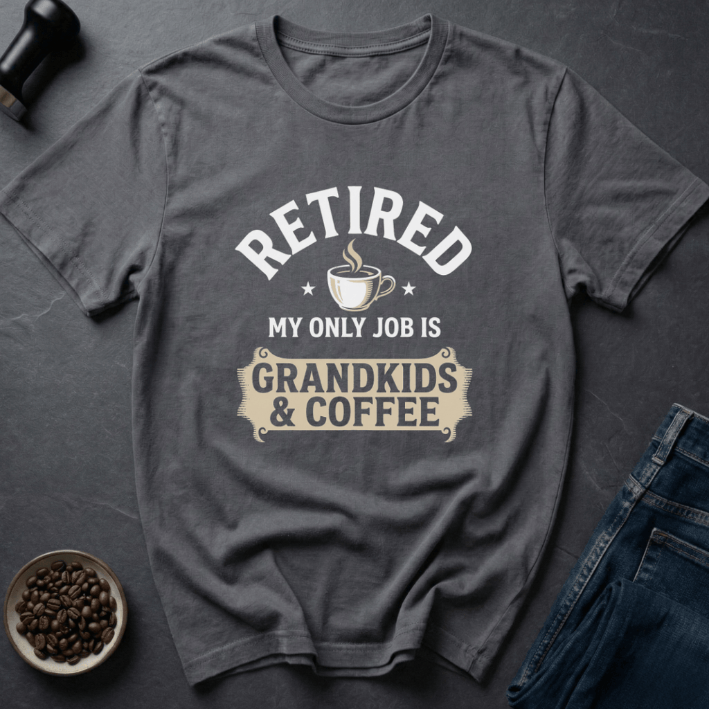Coffee graphic Coffee Retirement T-Shirt in by Caffeine Dept