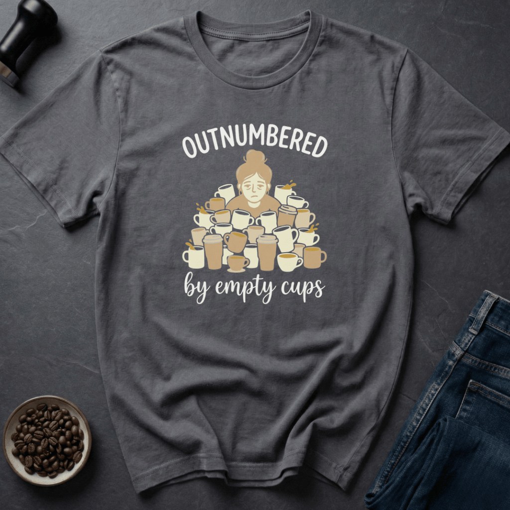 Coffee graphic Outnumbered Mom T-Shirt in by Caffeine Dept