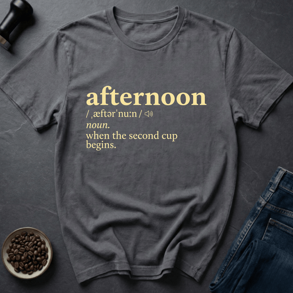 Coffee graphic Afternoon Roast T-Shirt in by Caffeine Dept