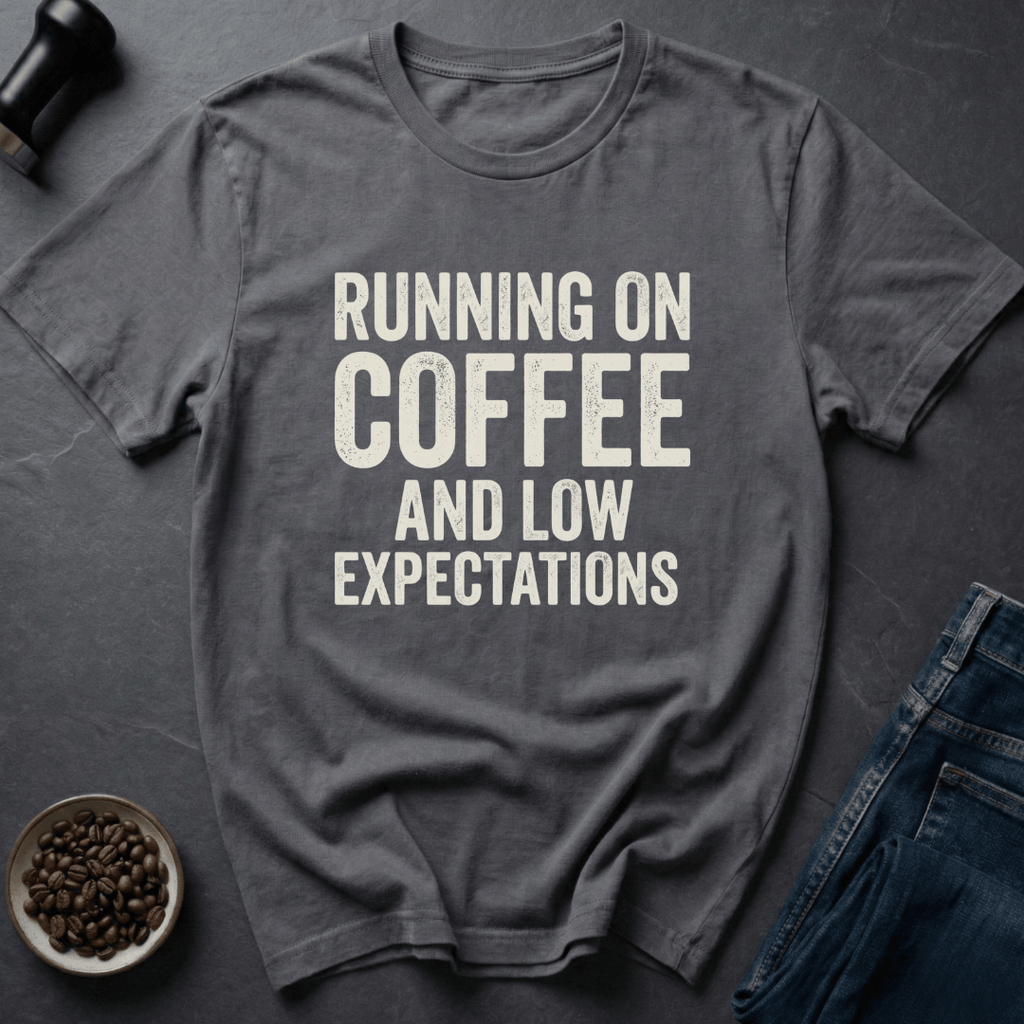 Coffee graphic Low Expectations T-Shirt in by Caffeine Dept