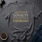 Coffee graphic Espresso Values T-Shirt in by Caffeine Dept