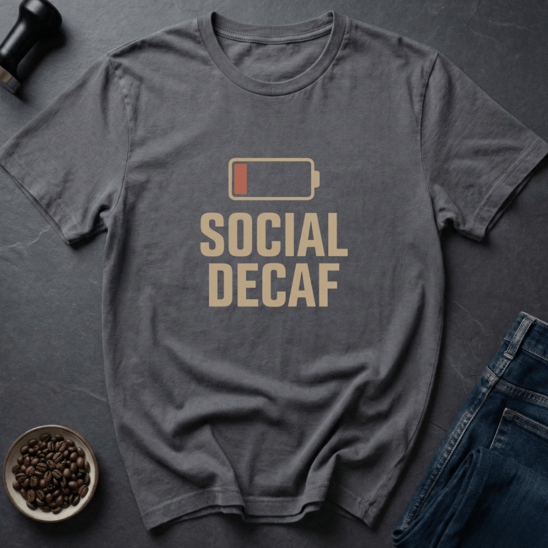Coffee graphic Socially Decaf T-Shirt in by Caffeine Dept