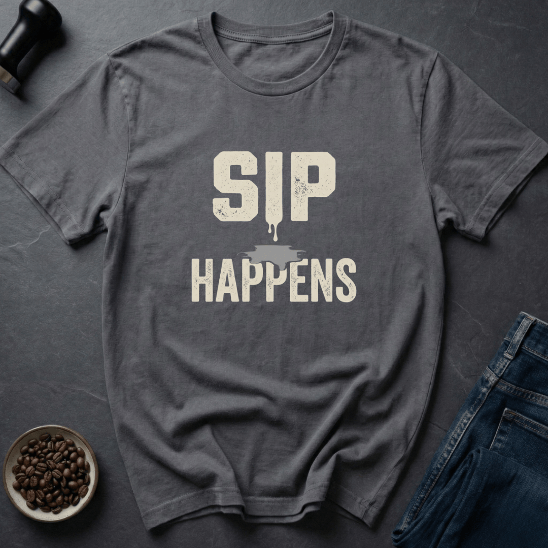 Coffee graphic Sip Happens T-Shirt in by Caffeine Dept