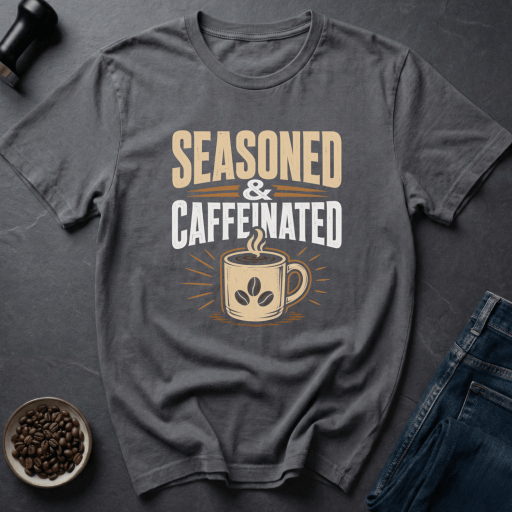 Coffee graphic Aged Energy T-Shirt in by Caffeine Dept