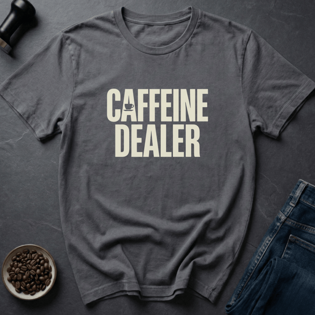 Coffee graphic Caffeine Dealer T-Shirt in by Caffeine Dept