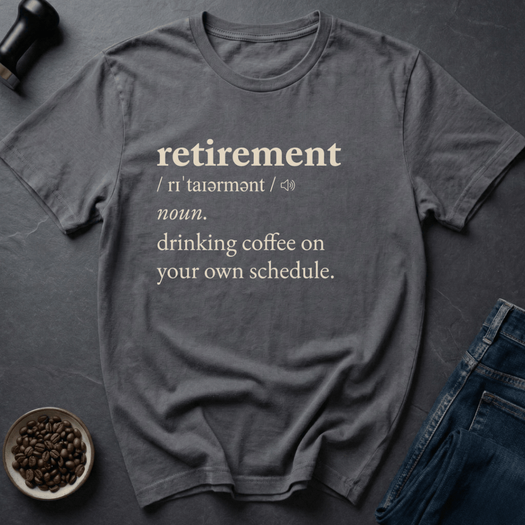 Coffee graphic Retired Brewing T-Shirt in by Caffeine Dept