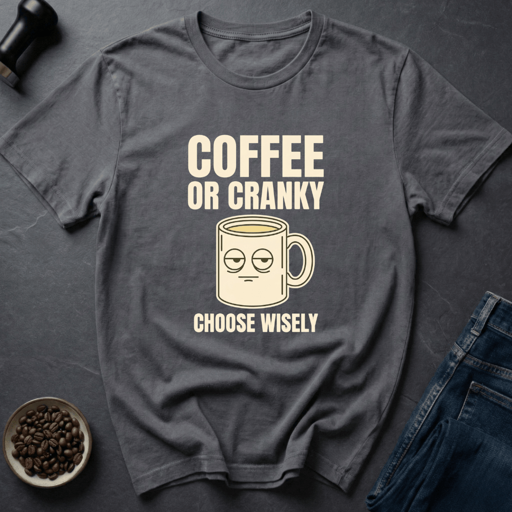 Coffee graphic Cranky Warning T-Shirt in by Caffeine Dept