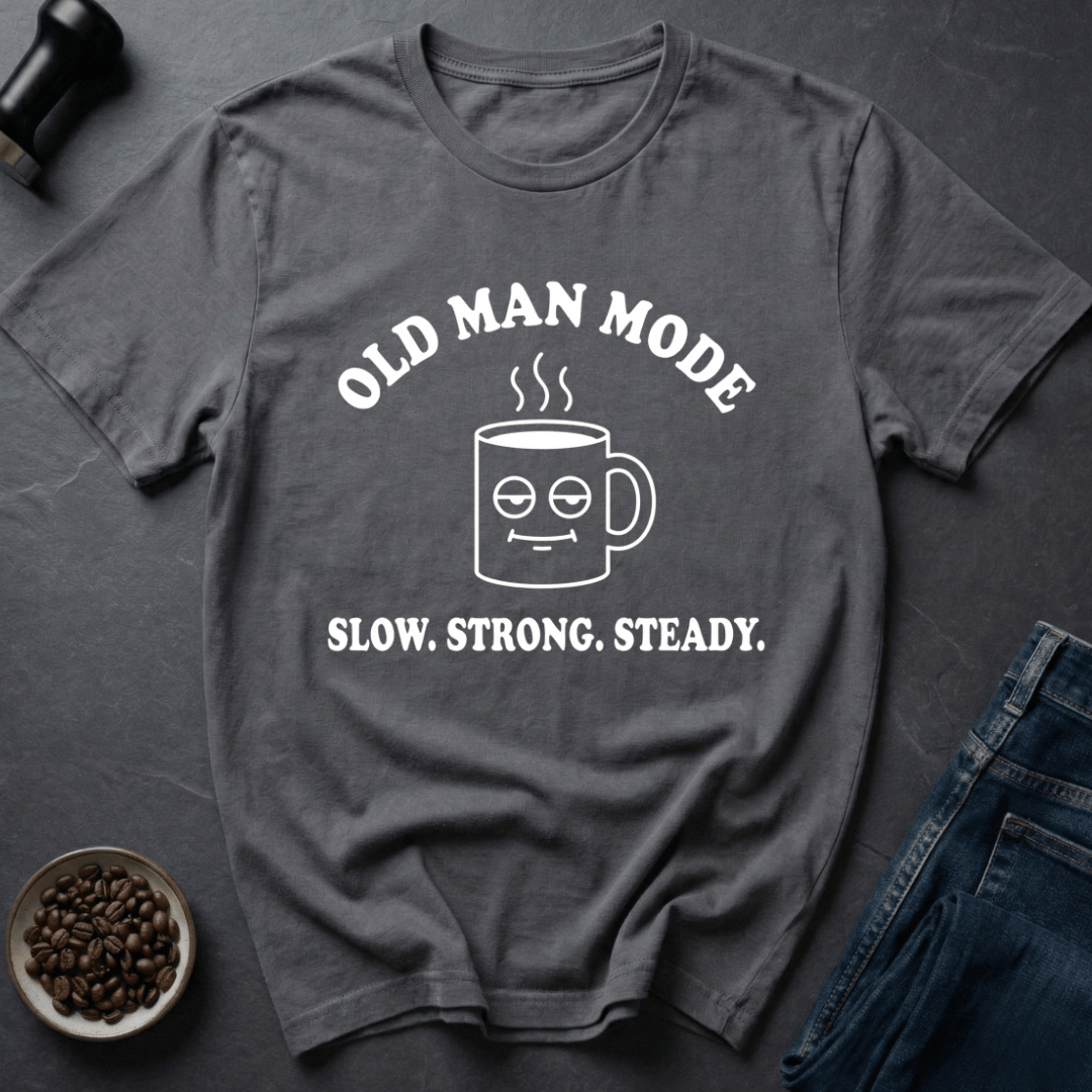 Coffee graphic Grandpa Grind T-Shirt in by Caffeine Dept