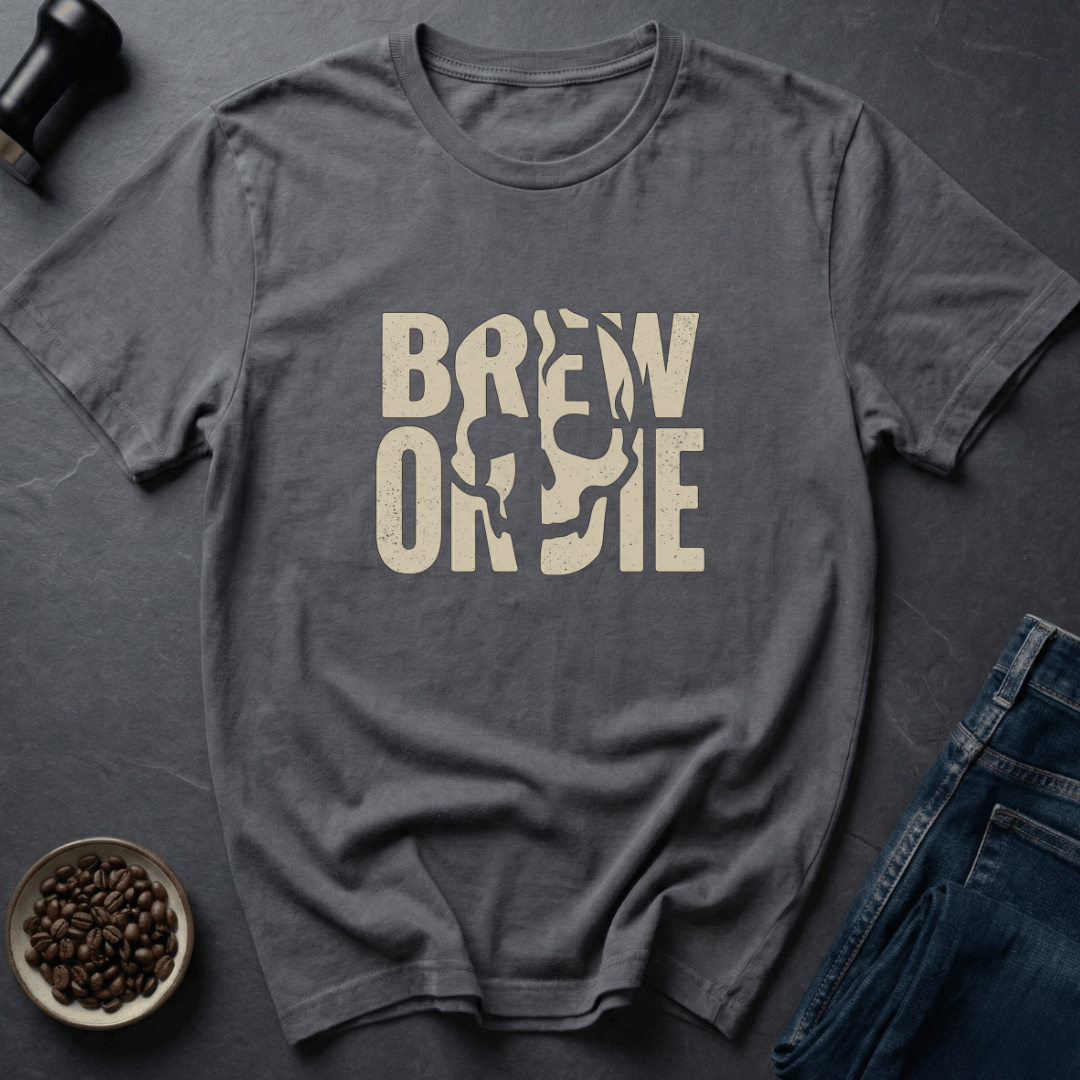Coffee graphic Brew or Die T-Shirt in by Caffeine Dept