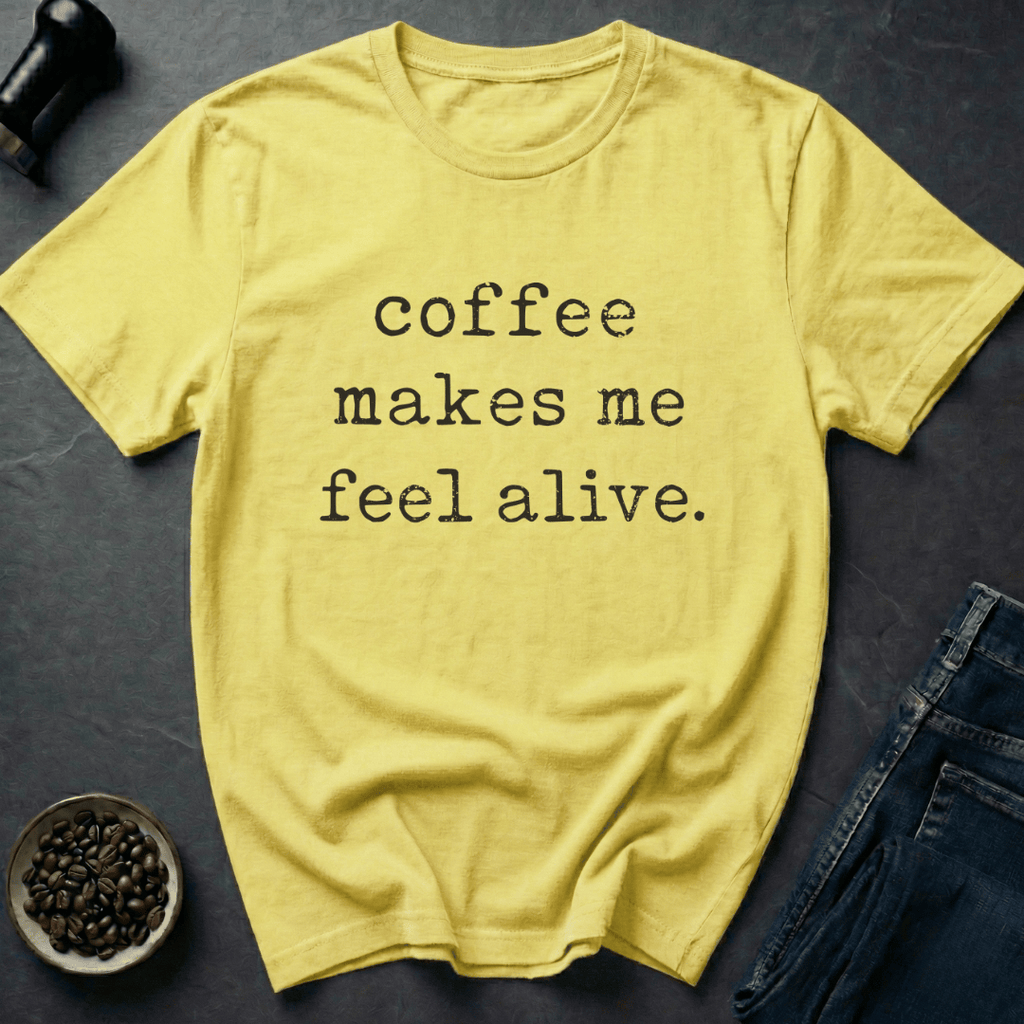 Coffee graphic Alive With Coffee T-Shirt in by Caffeine Dept