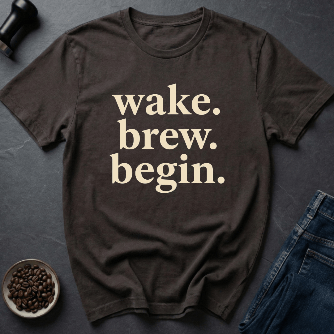 Coffee graphic Wake Brew T-Shirt in by Caffeine Dept
