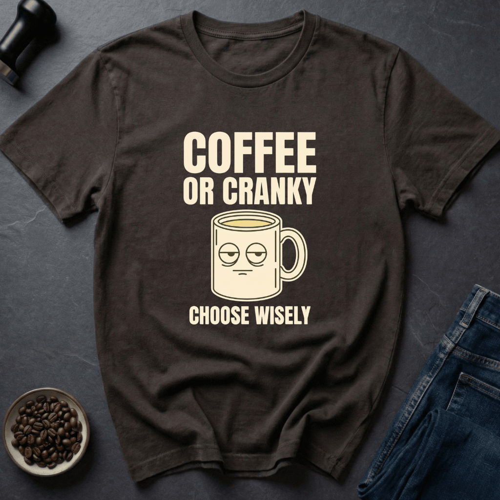 Coffee graphic Cranky Warning T-Shirt in by Caffeine Dept