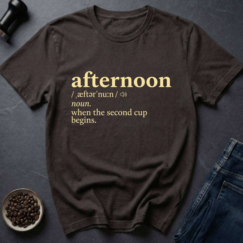 Coffee graphic Afternoon Roast T-Shirt in by Caffeine Dept