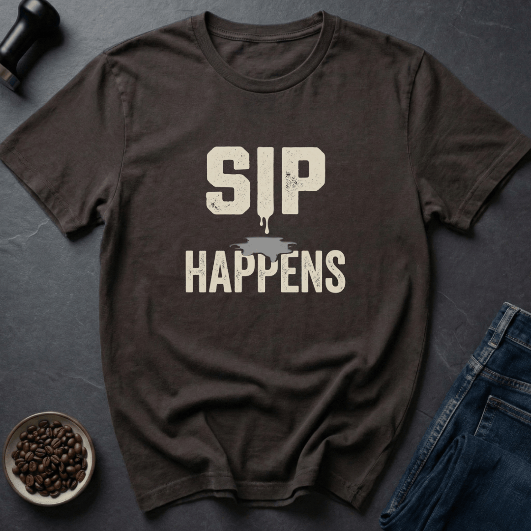 Coffee graphic Sip Happens T-Shirt in by Caffeine Dept