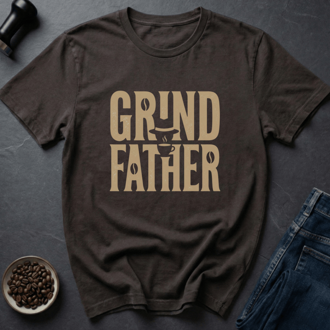 Coffee graphic Grindfather T-Shirt in by Caffeine Dept