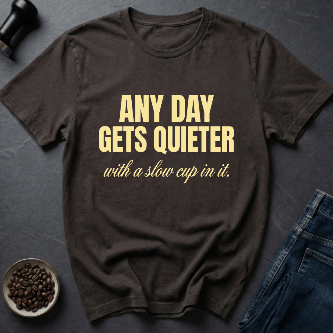 Coffee graphic Gets Quieter T-Shirt in by Caffeine Dept