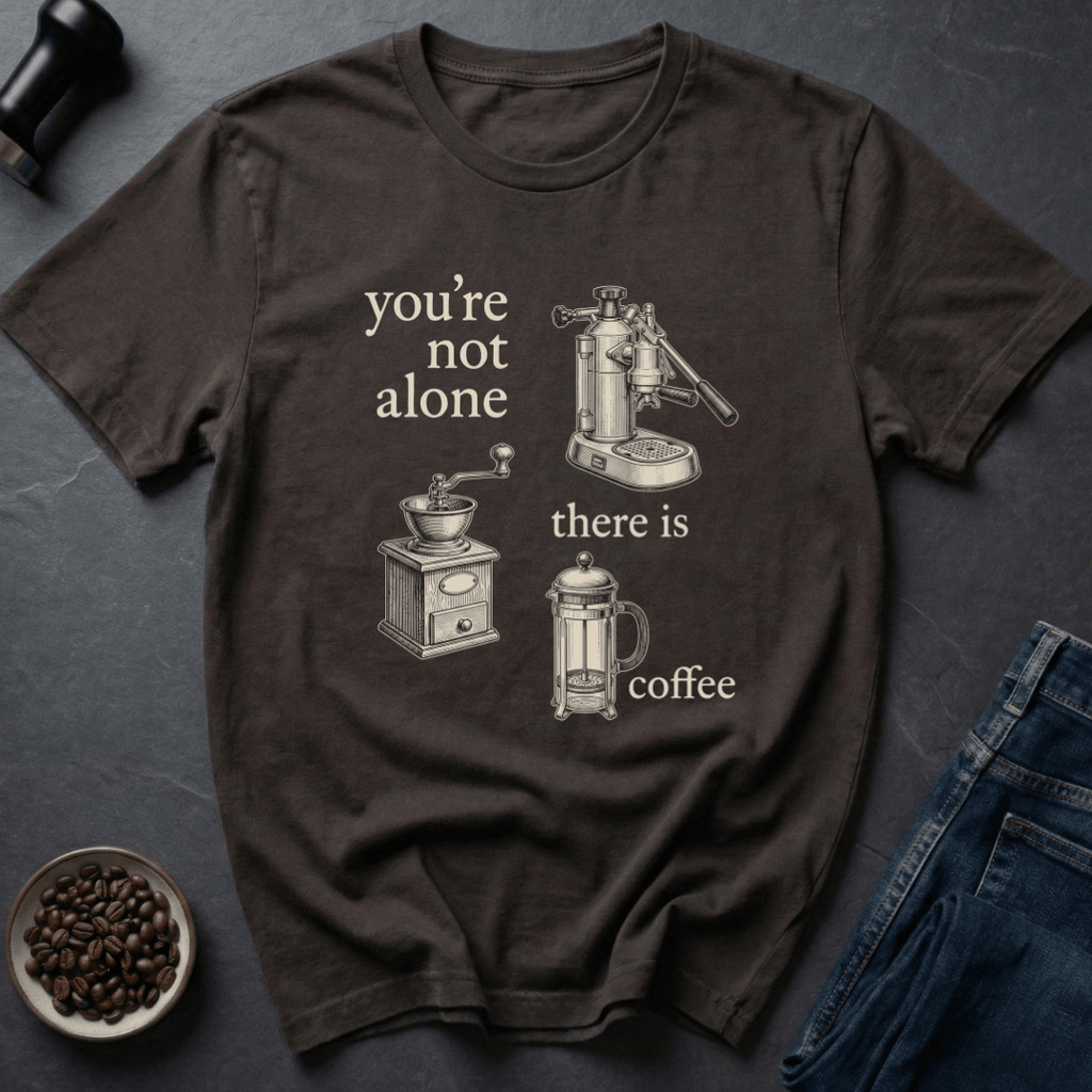 Coffee graphic Not Alone T-Shirt in by Caffeine Dept