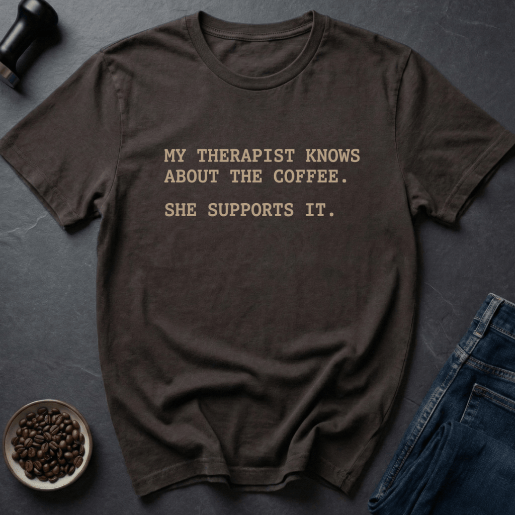 Coffee graphic Therapist Coffee T-Shirt in by Caffeine Dept