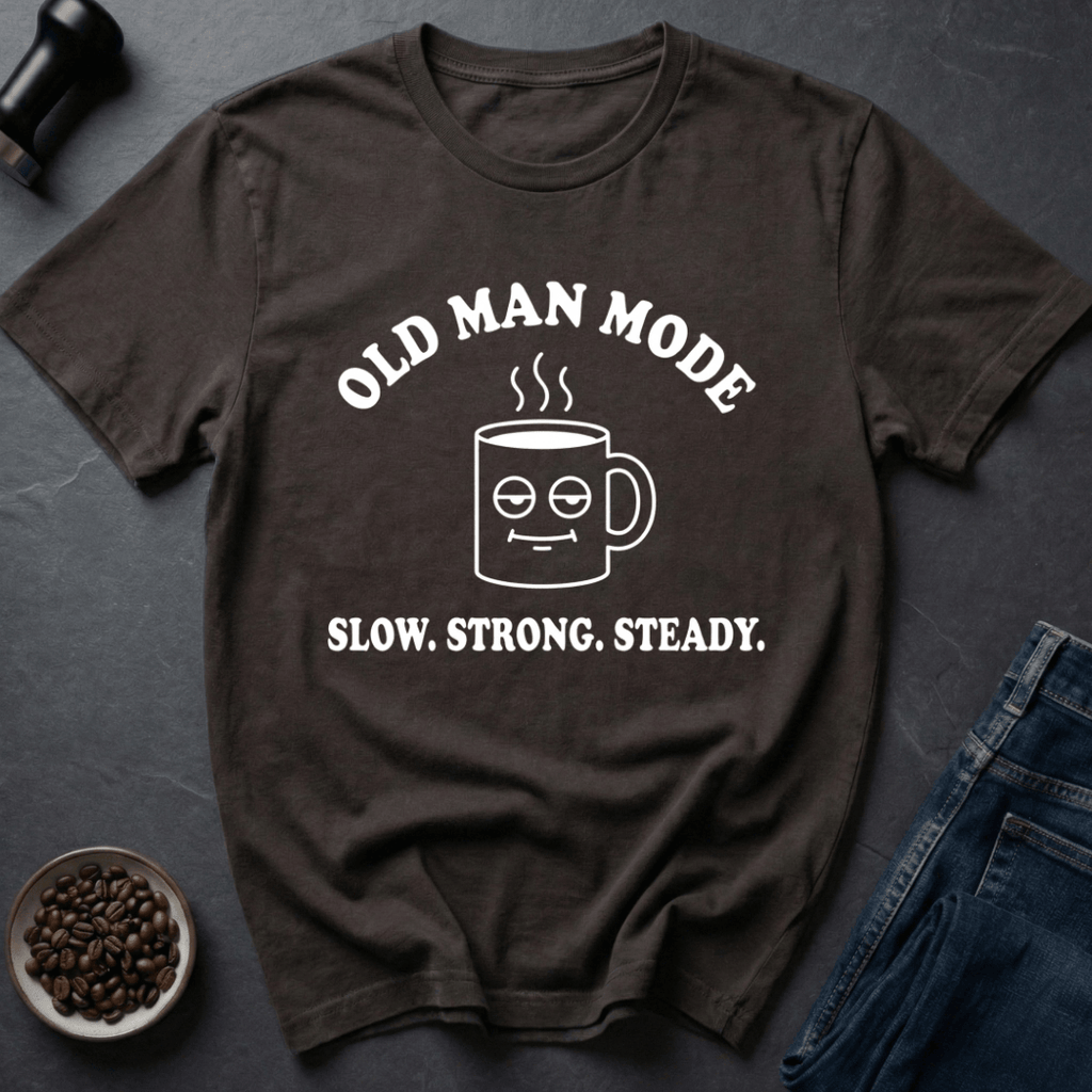 Coffee graphic Grandpa Grind T-Shirt in by Caffeine Dept