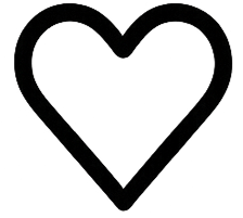 Black heart symbol on a white background