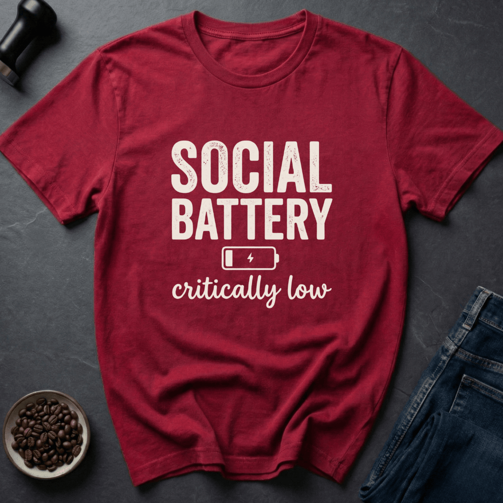 Coffee graphic Social Battery T-Shirt in by Caffeine Dept