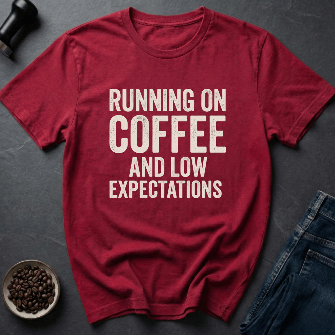 Coffee graphic Low Expectations T-Shirt in by Caffeine Dept