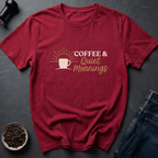 Coffee graphic Quiet Mornings T-Shirt in by Caffeine Dept