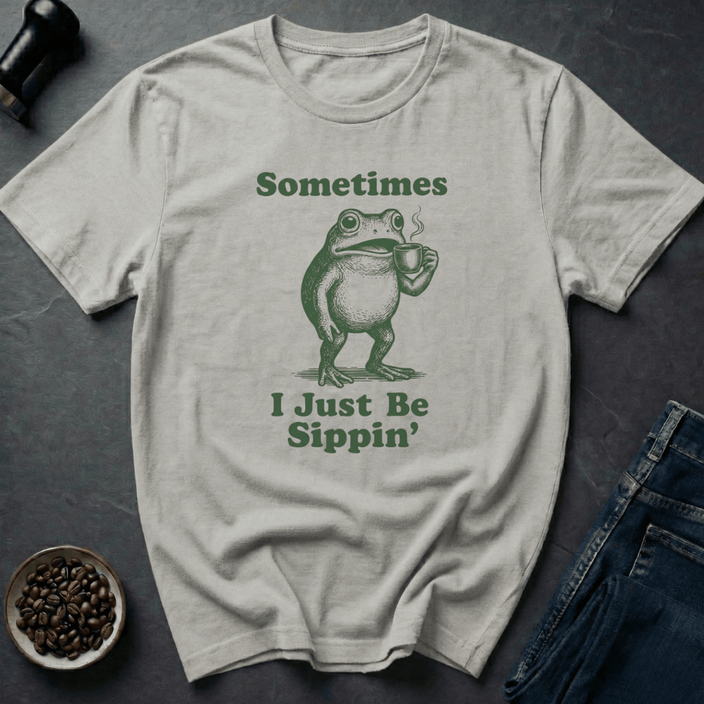 Coffee graphic Sippin Frog T-Shirt in by Caffeine Dept