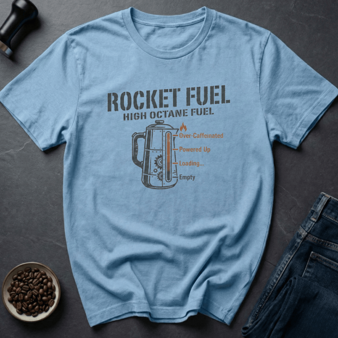 Coffee graphic Rocket Fuel T-Shirt in by Caffeine Dept