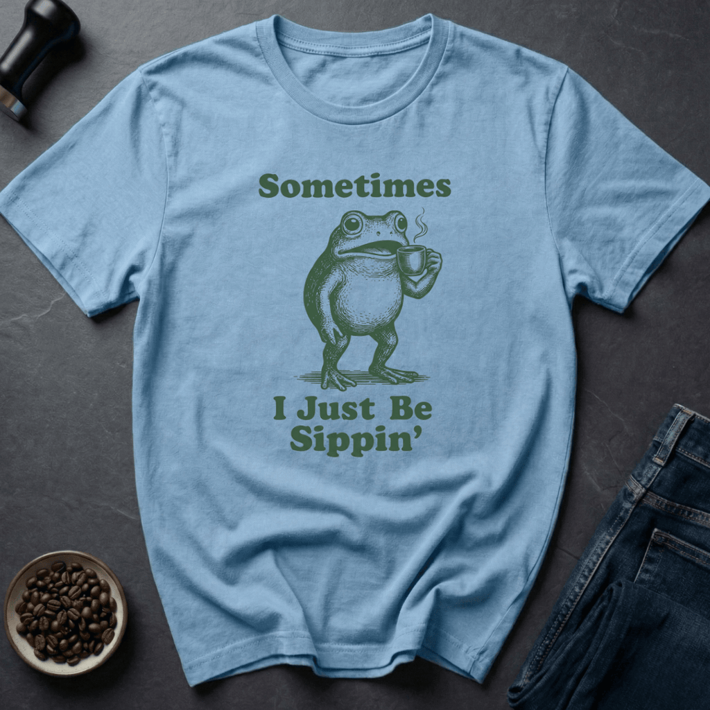Coffee graphic Sippin Frog T-Shirt in by Caffeine Dept
