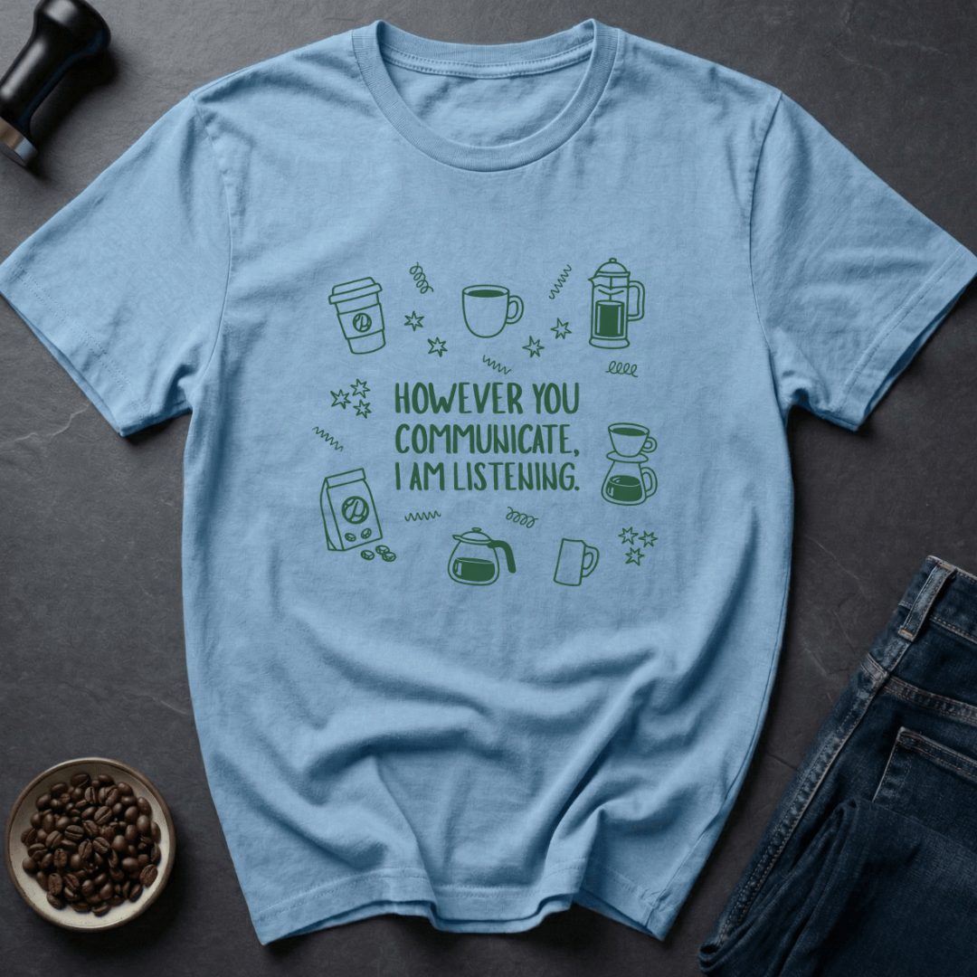 Coffee graphic Coffee Listener T-Shirt in by Caffeine Dept