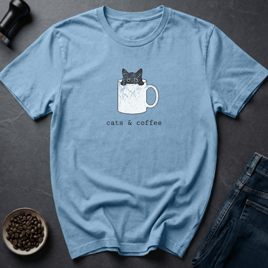Coffee graphic Cats & Coffee T-shirt in by Caffeine Dept