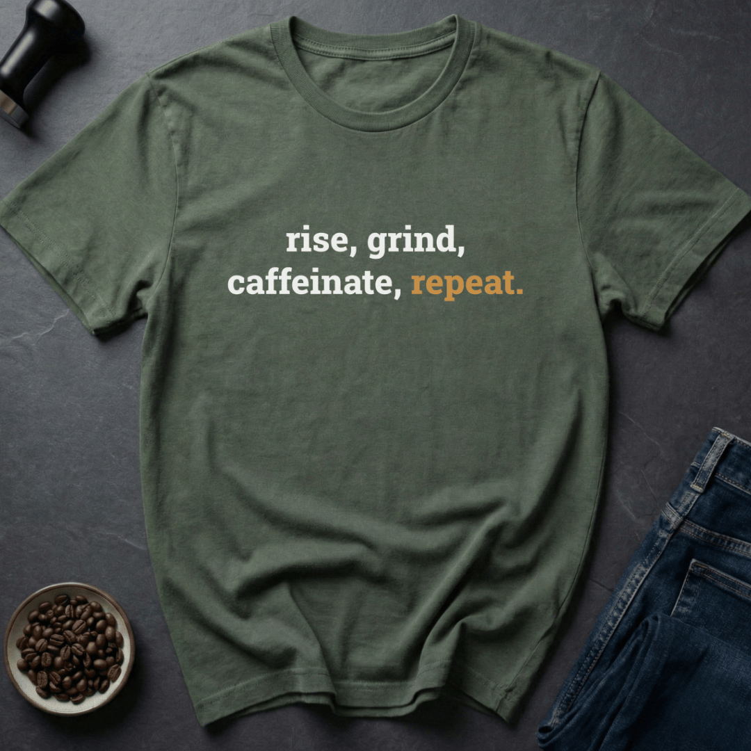 Coffee graphic Grind Repeat T-Shirt in by Caffeine Dept