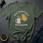 Coffee graphic Mom Liquid Patience T-Shirt in by Caffeine Dept