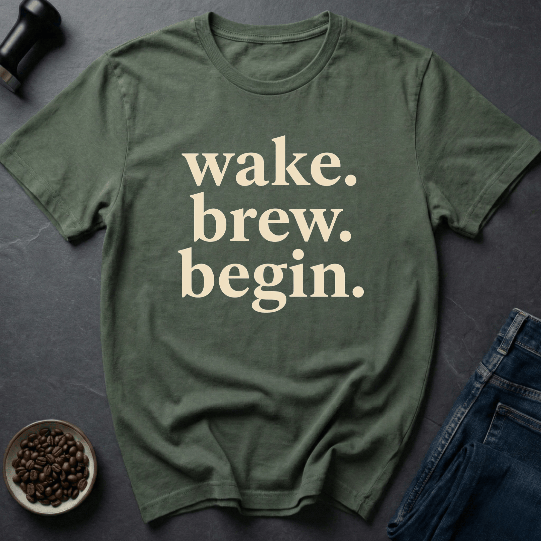 Coffee graphic Wake Brew T-Shirt in by Caffeine Dept