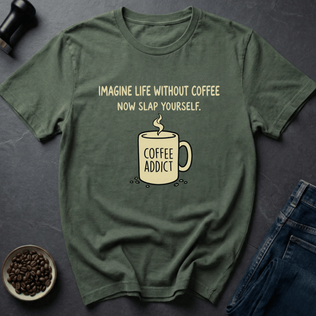 Coffee graphic Coffee Addict T-Shirt in by Caffeine Dept