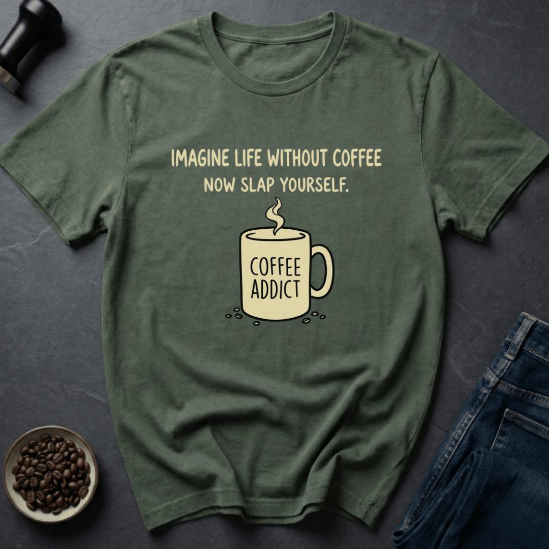 Coffee graphic Coffee Addict T-Shirt in by Caffeine Dept